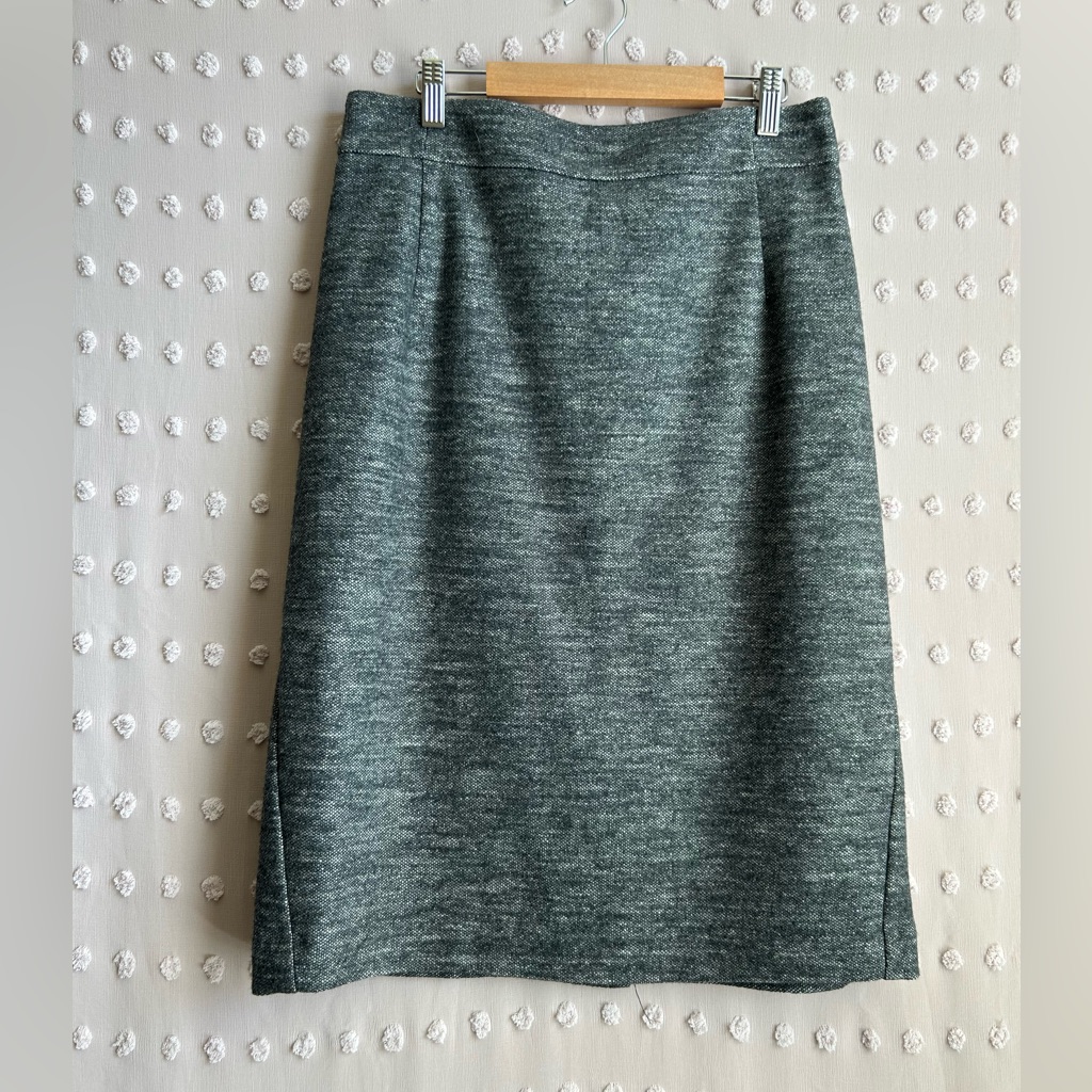 Theory Joanie K Wool Blend Knee Length Pencil Skirt Sz 10 Grey